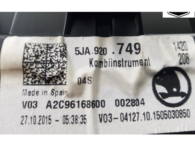 Панель приборов 5JA920749, 5JA920749   Skoda Rapid (NH)       