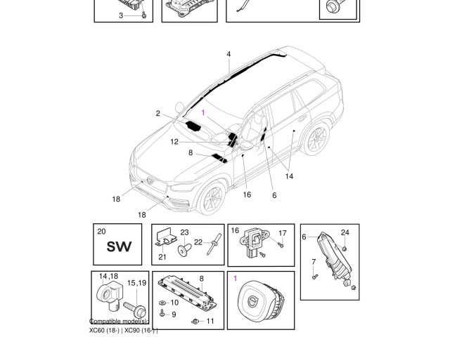 Подушка безопасности водителя 39825816   Volvo XC90