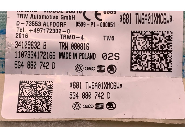 Боковая подушка безопасности 5G4880742D   Volkswagen Golf VII