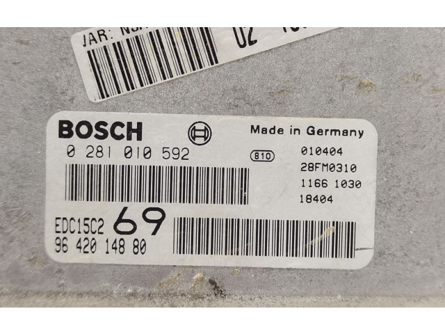 Блок управления двигателя 9642014880, 0281010592   Peugeot 306