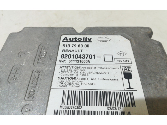 Блок подушек безопасности 8201043701, AUTOLIV Renault Clio III