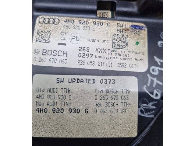 Přístrojová deska Audi A8 S8 D4 4H 2013 4H0920930C, 0263670063