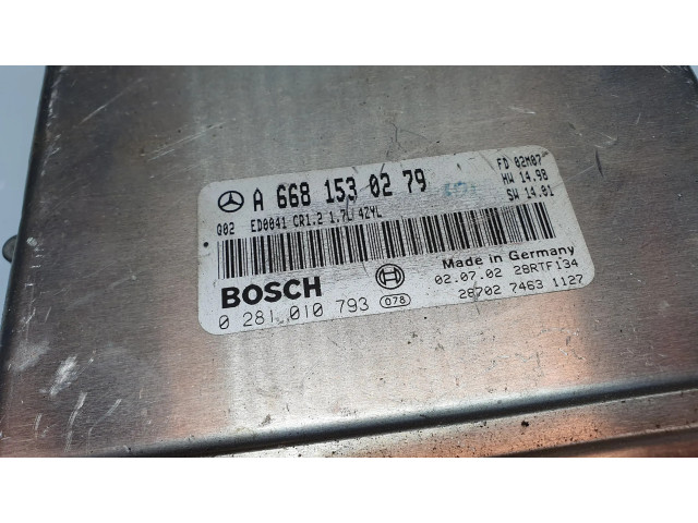 Řídící jednotka A6681530279, 0281010793 Mercedes-Benz A W168 2000
