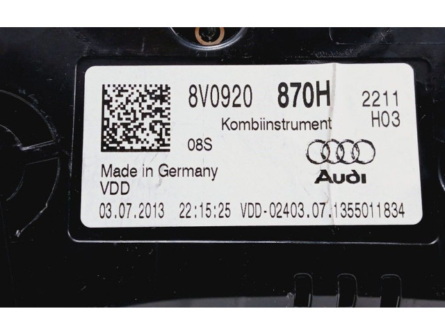Панель приборов 8V0920870H   Audi A3 S3 8V       