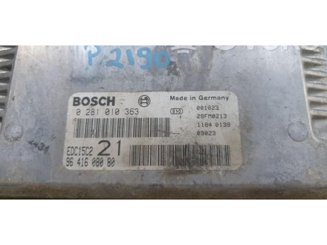 Блок управления двигателем Блок управления 0281010363, 9641608080   Peugeot 306