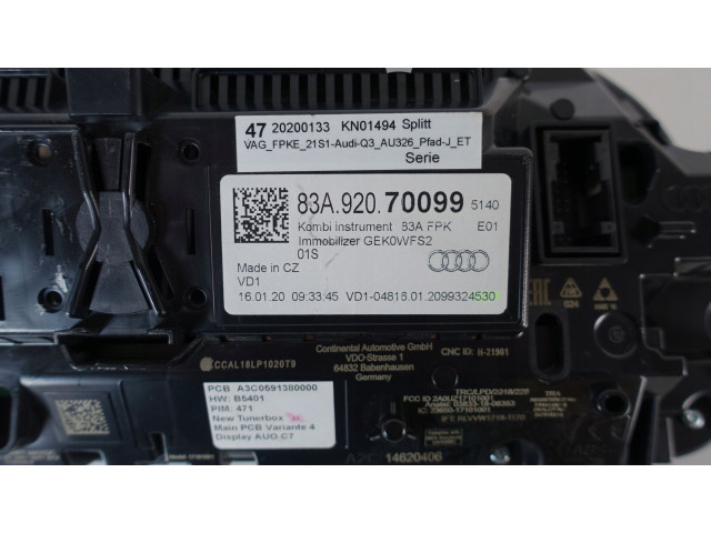 Панель приборов 83A920700 83A92070099 LICZNIK VIRTUAL ZEGARY LCD AUDI Q3 83A Audi Q3 F3