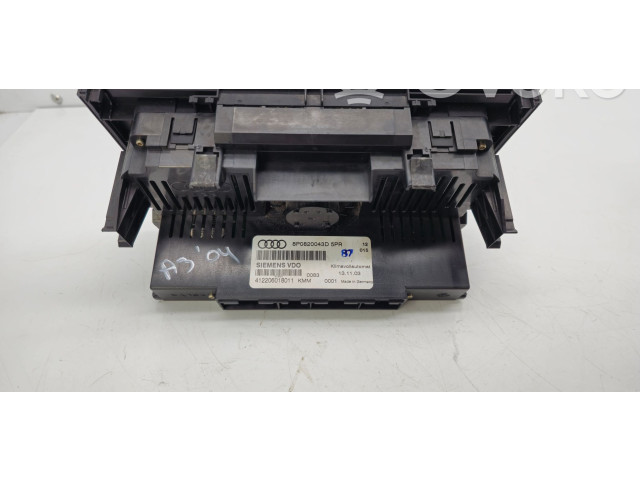 Блок управления климат-контролем 8P0820043D   Audi A3 S3 8P