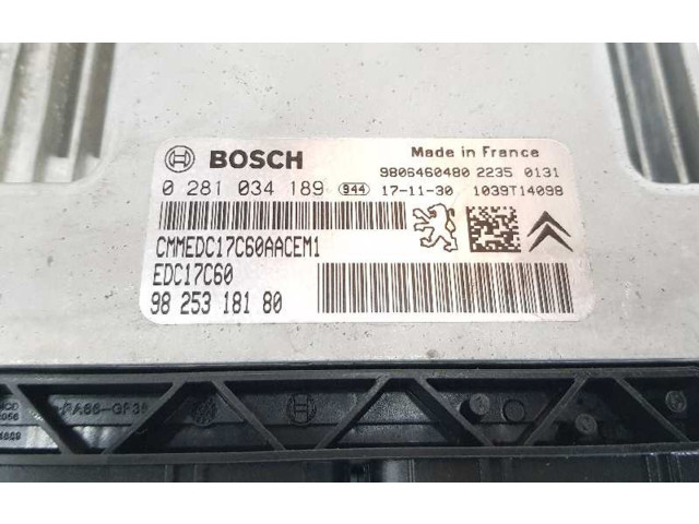 Блок управления двигателя 9825318180, 0281034189   Peugeot Expert