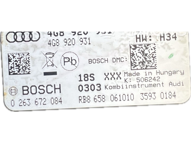 Панель приборов 4G8920931, 4G8920931 Audi A7 S7 4G