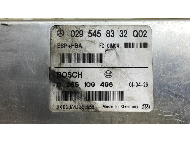Řídící jednotka 0295458332, 0265109496 Mercedes-Benz A W168 2001