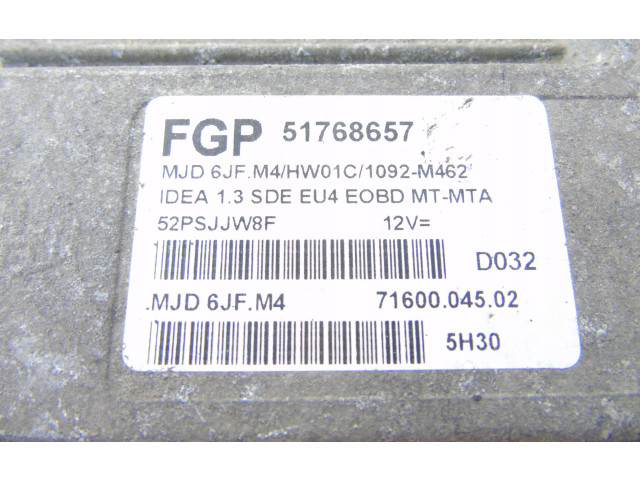 Блок управления двигателя 51768657   Fiat Idea