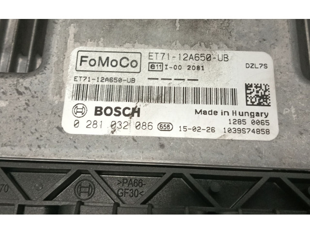 Блок управления двигателя ET7112A650, 0281032086   Ford Tourneo