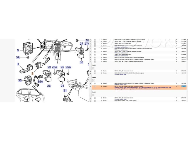 Ручка стеклоочистителей 5354170   Saab 9-5
