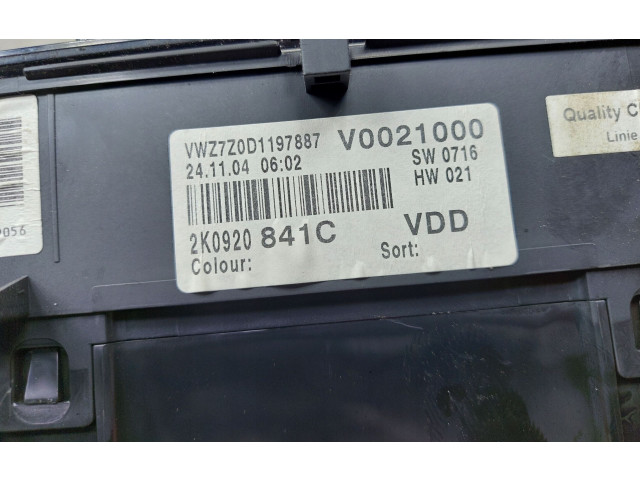 Панель приборов 2K0920841C, 2K0920841C Volkswagen Caddy