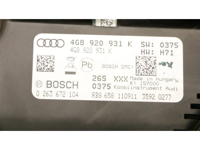 Přístrojová deska Audi A6 S6 C7 4G 2012 4G8920931K, 4G8920931K