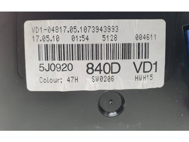 Панель приборов 5J0920840D Skoda Fabia Mk2 (5J)