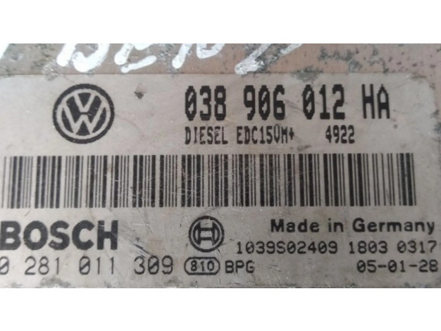 Блок управления двигателя 038906012HA, 0281011309 Skoda Fabia Mk1 (6Y)