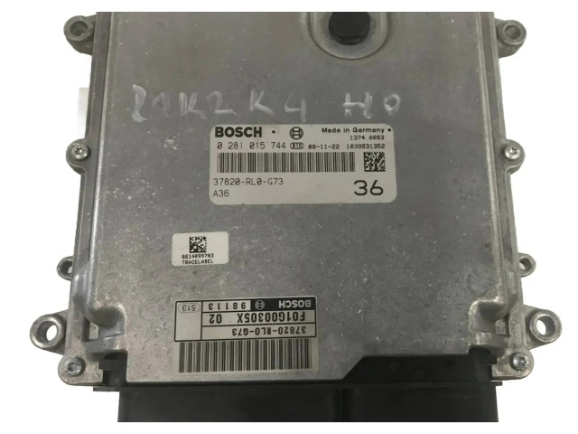 Блок управления двигателем Блок управления 37820RL0G73, 0281015744 Honda Accord