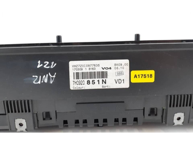 Geschwindigkeitsmesser Cockpit 7H0920851N, 7H0920851 Volkswagen Transporter - Caravelle T5