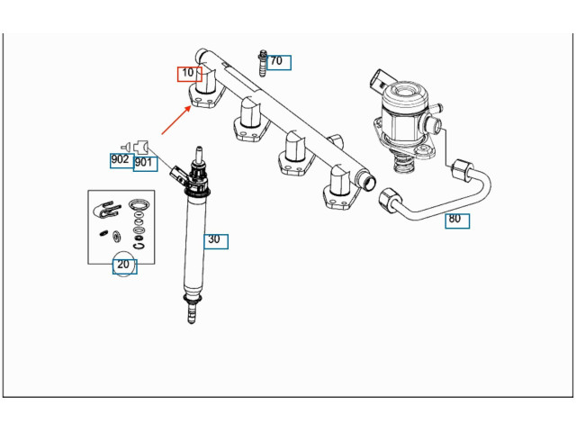 Vstřikovací lišta A2700780645, A2700701400 Mercedes-Benz GLA W156 270910