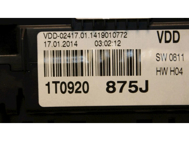 Панель приборов 1T0920875J, 1T0920875J Volkswagen Touran II