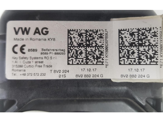 Подушка безопасности пассажира 8V0880204G, 8V0880204G   Audi A3 S3 8V