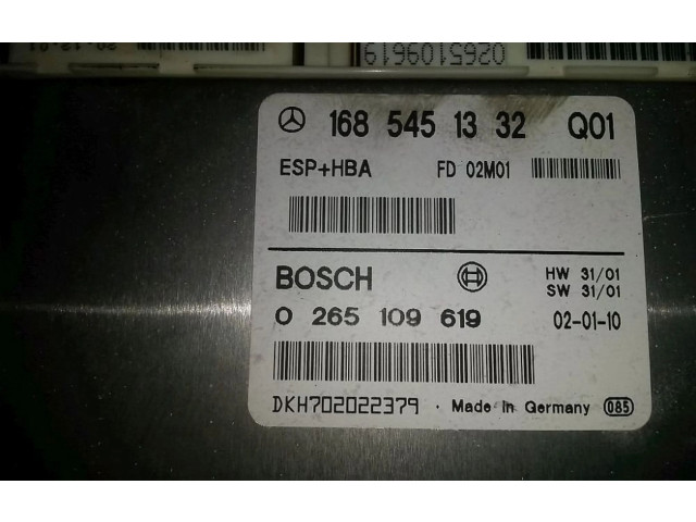 Блок управления АБС 0265109619, 0265109619 Mercedes-Benz A W168