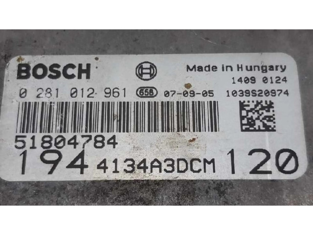 Řídící jednotka 0281012961, CENTRALITAMOTORUCE Fiat Croma 2008