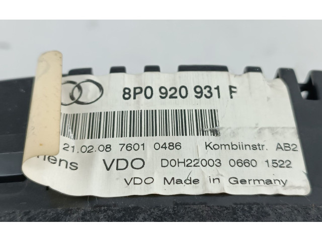 Панель приборов 8P0920931F, 81071521 Audi A3 S3 A3 Sportback 8P