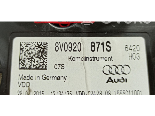 Панель приборов 8V0920871S, A2C53427456   Audi A3 S3 8V       