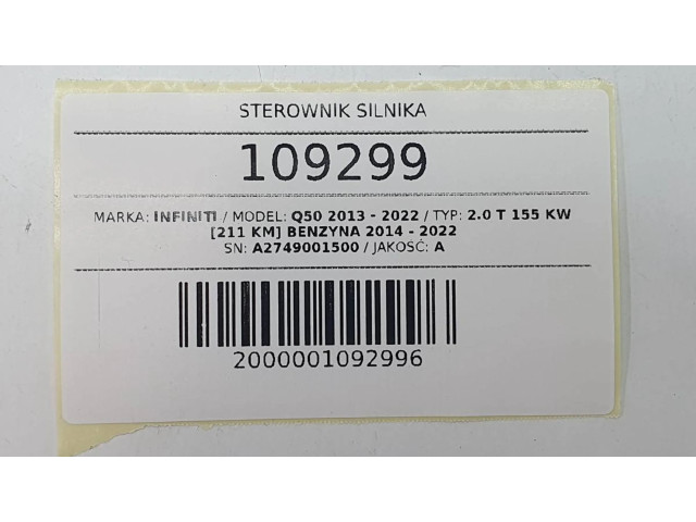 Блок управления двигателем Блок управления A2749001500   Infiniti Q50