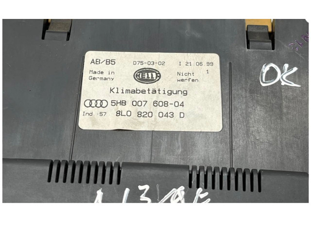 Блок управления климат-контролем 8L0820043D, 5HB00760804   Audi A3 S3 8L