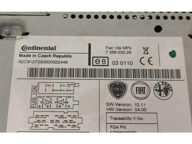 Радио/ проигрыватель CD/DVD / навигация 735603526, 735603526   Fiat Panda III