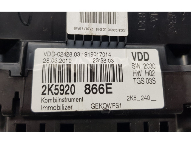 Přístrojová deska  Volkswagen Caddy 2015 2K5920866E, 2K5920866E  