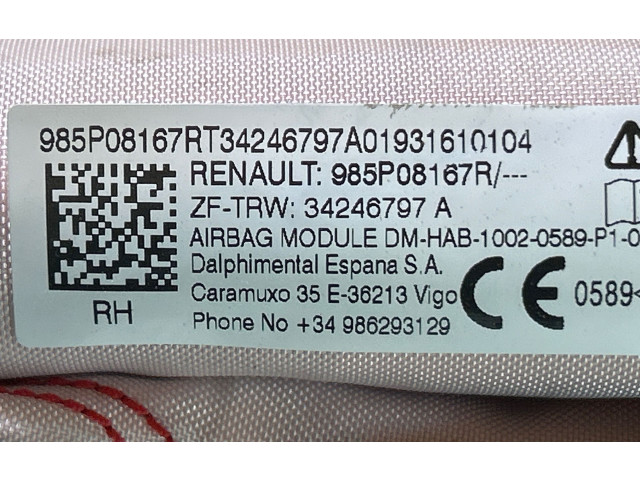 Боковая подушка безопасности 985P08167R, 34246797A   Dacia Duster II