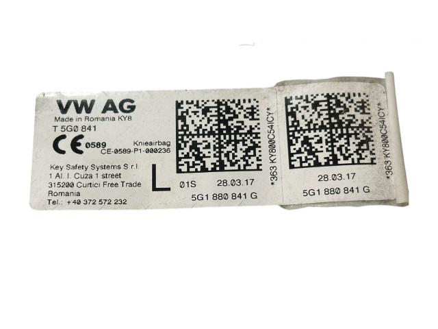 Подушка безопасности для колен 5G1880841G, F5G0841 Volkswagen e-Golf