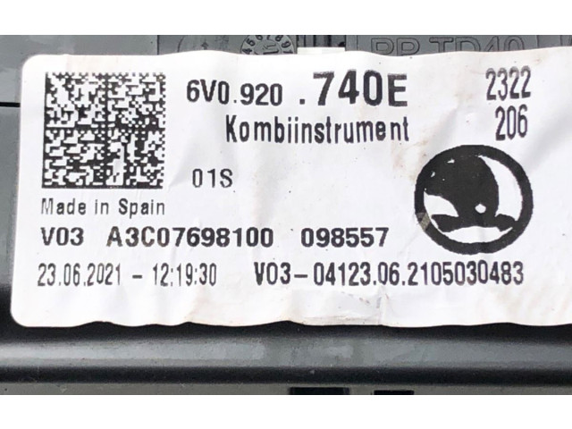 Панель приборов 6V0920740E Skoda Fabia Mk3 (NJ)