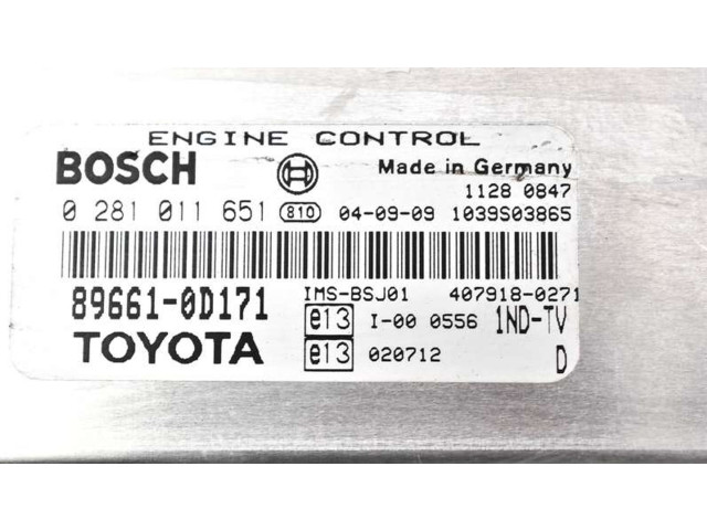 Řídící jednotka 89661-0D171, 89661-0D171 Toyota Yaris Verso 2004