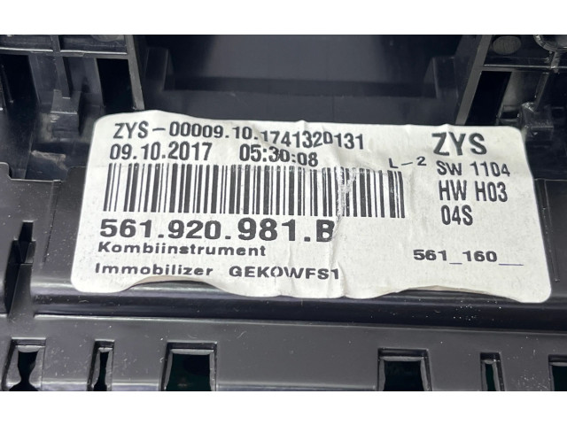 Přístrojová deska  Volkswagen PASSAT B8 USA 2018 561920981B  