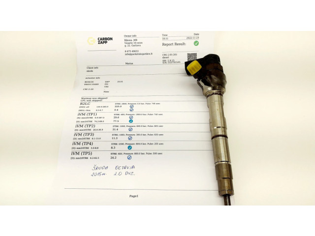 Vstřikovač 04L130277AC Skoda Octavia Mk3 (5E) pro naftový motor 2.0