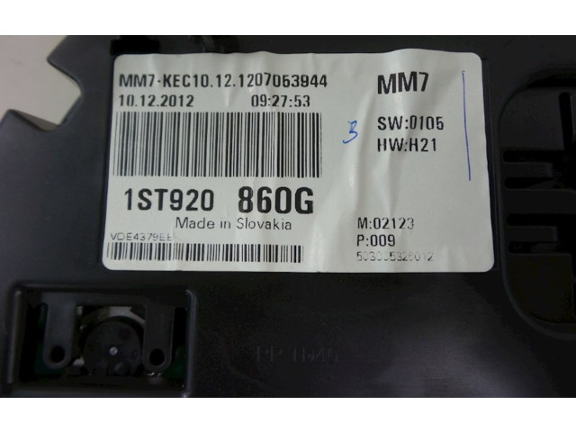 Панель приборов 1ST920860G, 1ST920860G Skoda Citigo