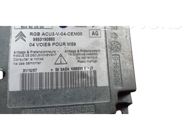 Блок подушек безопасности 9653190880, 603602500   Citroen Berlingo