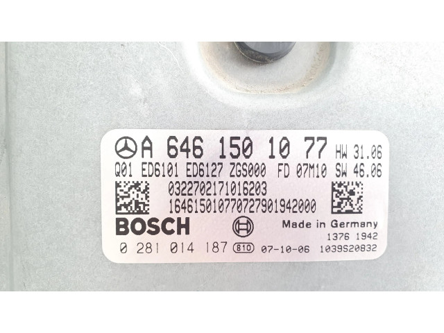 Řídící jednotka A6461501077, 0281014187 Mercedes-Benz Vito Viano W639 2008