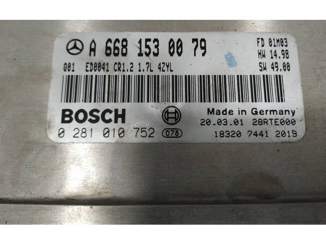 Блок управления двигателя A6681530079 Mercedes-Benz A W168