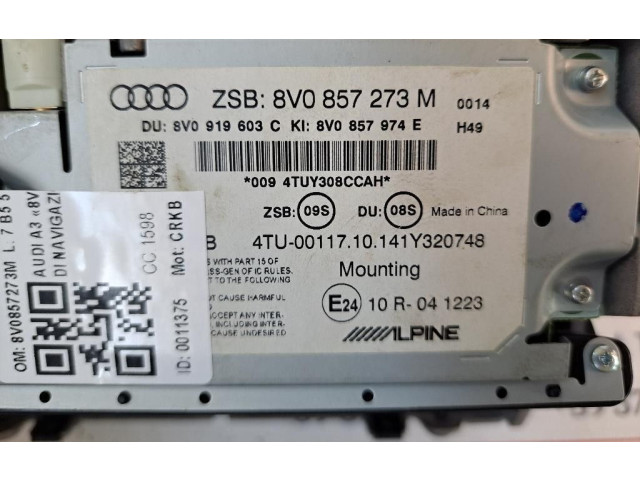 Дисплей 8V0857273M, 8V0857273M Audi A3 S3 8V