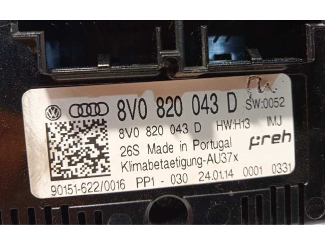 Блок управления климат-контролем 8V0820043D, 8V0820043DIMJ   Audi A3 S3 8V