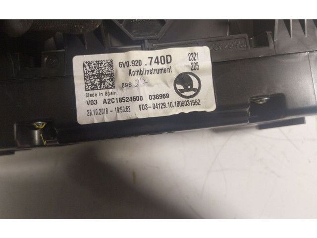 Спидометр (приборный щиток) 6V0920740D, 6V0920740D   Skoda Fabia Mk3 (NJ)   