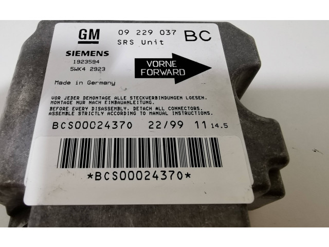 Блок подушек безопасности 09229037, 5WK42923   Opel Astra G