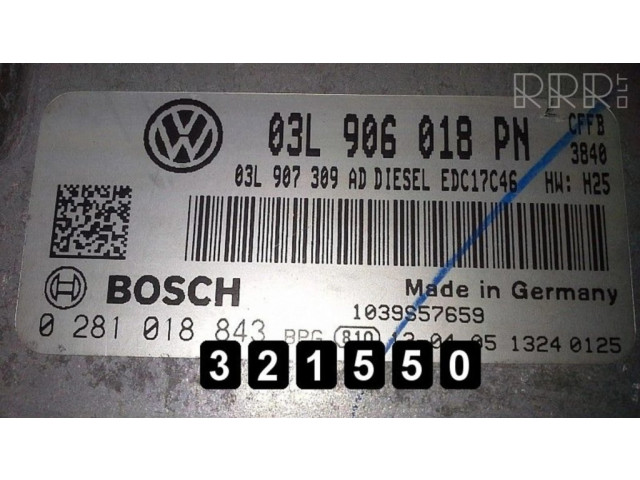 Блок управления двигателя 0281018843 Volkswagen Beetle A5