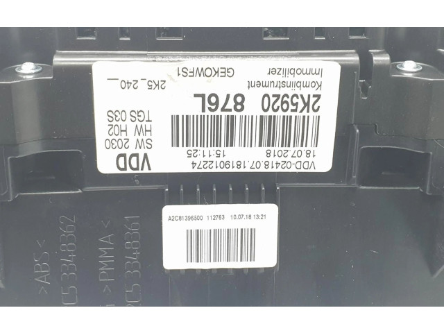 Přístrojová deska  Volkswagen Caddy 2018 2K5920876L, 2K5920876L  